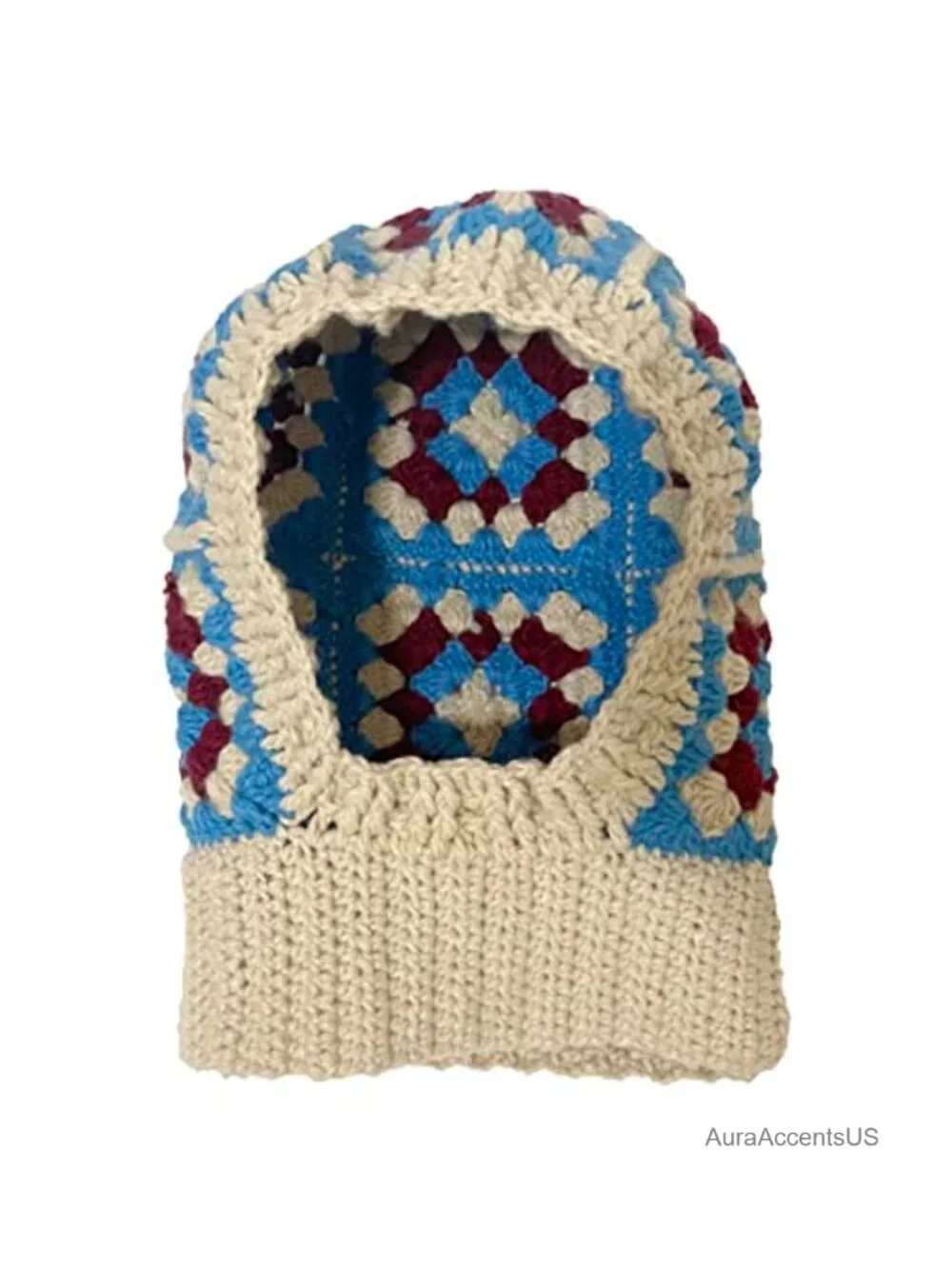 Handmade Crochet Hollow Face Balaclava Beanie - Stretch Fit